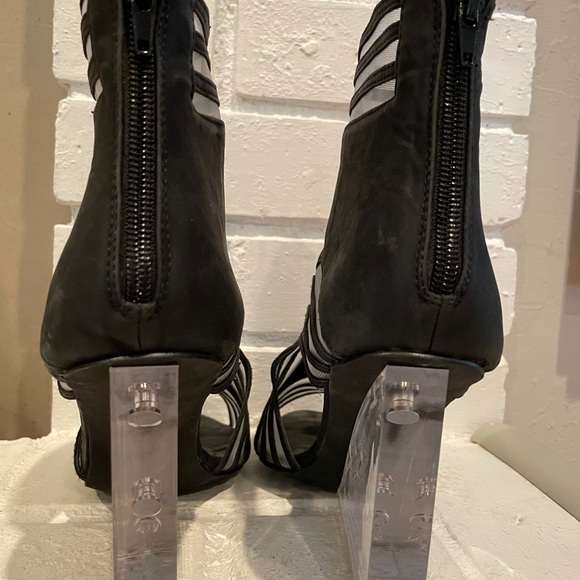 Privileged clear wedges, peep toe, black mesh - Picture 4 of 4